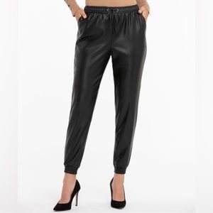 🆕 Ricki's Black Vegan Faux Leather Jogger Pants Short Length